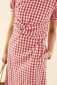 Knotted-Waist Gingham Dress